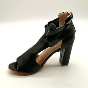 Juti Womens Stud Accent Open Side High Heel Cushion Heel Zipper Black EUR 39 NEW